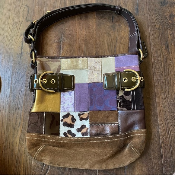 VTG Y2K Coach Eva Patchwork Purple Collectable Limited Edition 4 Way ShoulderBag - Picture 4 of 14